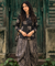 ROZANA- Black Lotus Printed Drape Skirt With Short Shirt