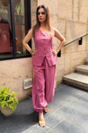 Rozana - Rose Pink Gingham Waistcoat & Balloon Pant Co-Ord Set