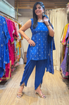 PHULJARI- Royal Blue Three Piece set with Inner and Jacket