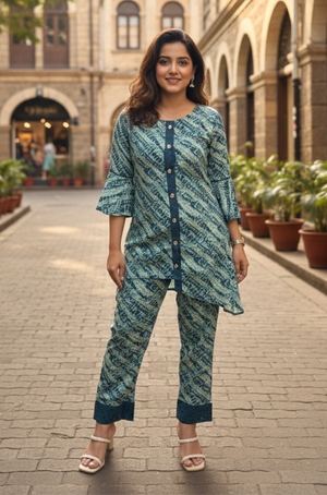 Brezzy Teal Printed C0-ord Set