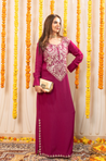 NAZM-  Kasab Embroidered Deep Wine  Ethnic Dress