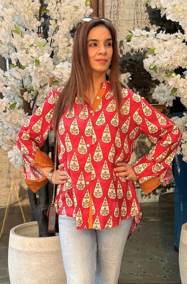 MAERI-Red Printed shirt