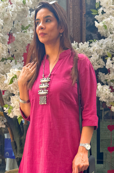 Rozana-Beetroot  Double Pocket Two Piece Set