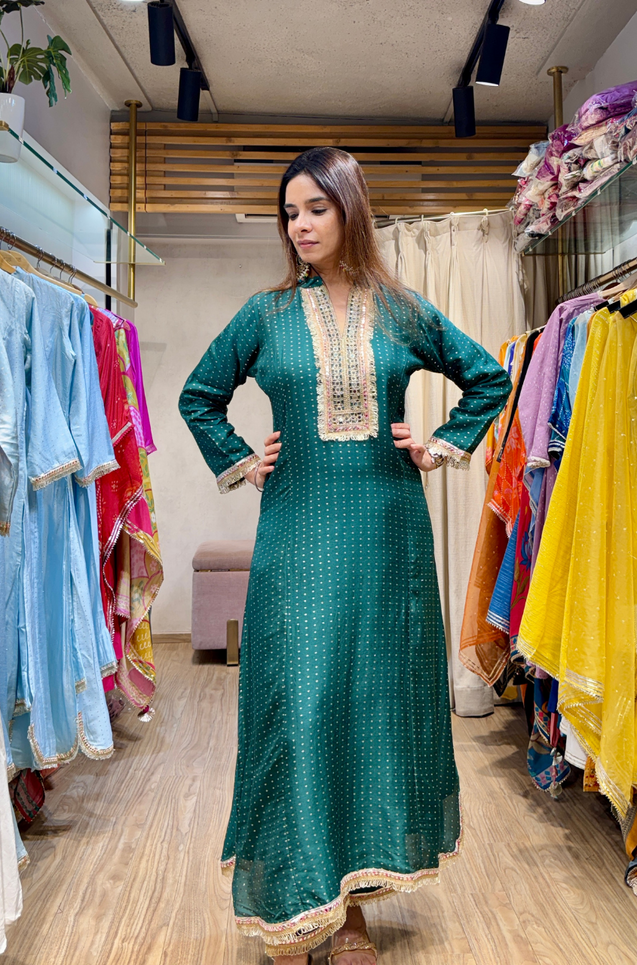 PHULJARI -Bottle Green  Two Piece Set