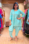 PHULJARI- Pastel Blue Three Piece set with Inner and Jacket