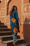 MEHER-Navy Blue Bandhani Ethnic  Kurta set