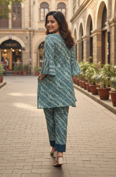 Brezzy Teal Printed C0-ord Set