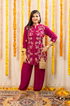 NAZM-  Magenta Pink Embroidered Two Piece Pathani Set