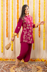 NAZM-  Magenta Pink Embroidered Two Piece Pathani Set