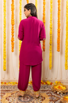 NAZM-  Magenta Pink Embroidered Two Piece Pathani Set