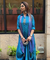 Festive -Blue Elegant Fusion Patola Printed Drape  Dress