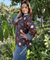 Jazba-Brown Polka Bloom Printed Shirt