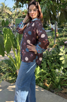 Jazba-Brown Polka Bloom Printed Shirt