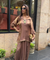 Mizaaj-Mocha Tunic style Top  with Dhoti Skirt Set(PRE-0RDER)