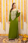 NAZM-  Kasab Embroidered Green  Ethnic Dress