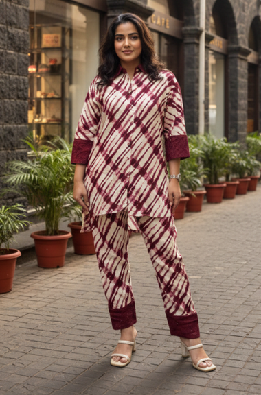 OH MY CO-ORD!! - Maroon Printed Co-ord Set