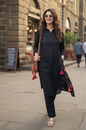 Rozana - Not-So-Basic Black Co-ord Kurta set