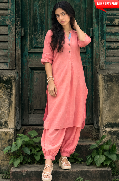 Rozana - AM to PM Coral Pink Co-ord Set