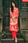 RIWAAYAT REBEL- Folk Art Inspired Red Printed Straight Kurta Set With Pants