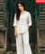 Rozana - White Shirt Collar Cutwork Co-Ord Set with Straight Pants