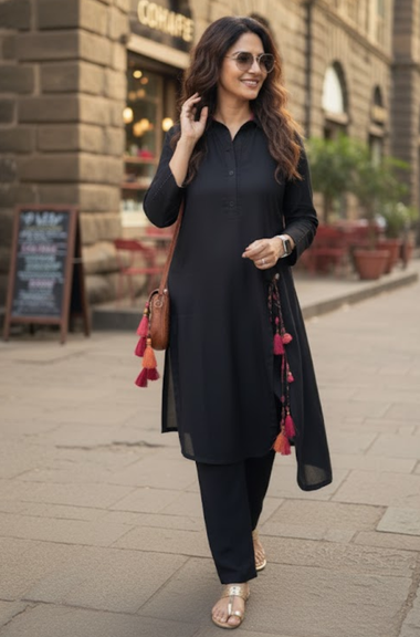 Rozana - Not-So-Basic Black Co-ord Kurta set