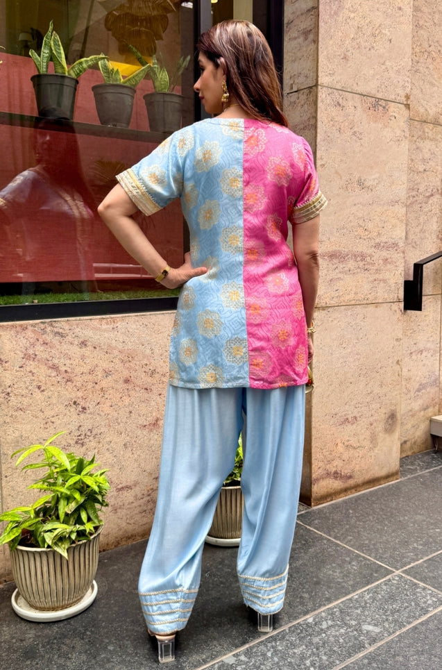 Farshi- Dual Shade Farshi set with Kurta and Wide leg Pants (Pre-Order).