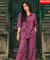Rozana - Plum Shirt Collar Cutwork Co-Ord Set with Straight Pants