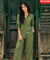 Rozana- Olive Green Shirt Collar Cutwork Co-Ord Set with Straight Pants