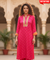 PHULJARI-Bright Pink Festive Jacquard Pathani Set