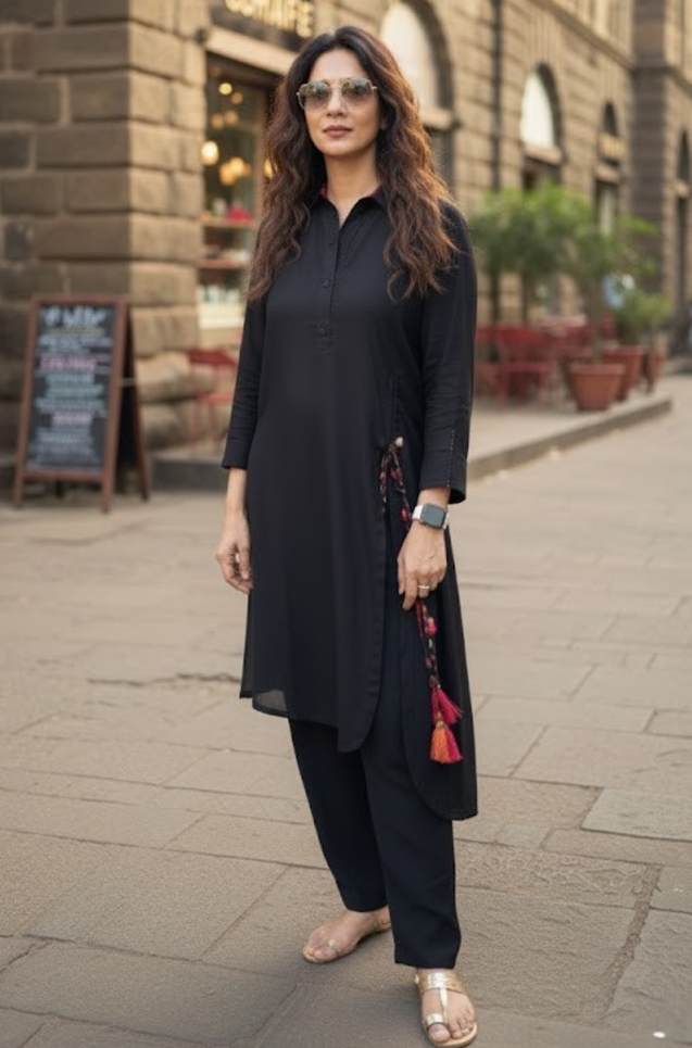 Rozana - Not-So-Basic Black Co-ord Kurta set