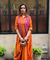 Festive -Rust Orange  Elegant Fusion Patola Printed Drape  Dress
