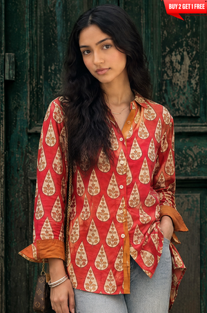 MAERI-Red Printed shirt