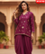 FITOOR-Plum Wine Short Kurta With Drape Skirt