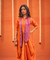 Festive -Rust Orange  Elegant Fusion Patola Printed Drape  Dress