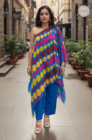 One Shoulder Polka  Two Piece Set