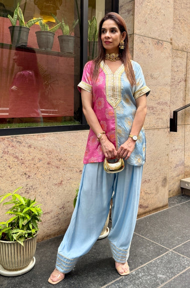 Farshi- Dual Shade Farshi set with Kurta and Wide leg Pants (Pre-Order).