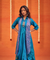 Festive -Blue Elegant Fusion Patola Printed Drape  Dress