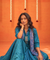 Festive -Blue Elegant Fusion Patola Printed Drape  Dress