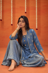 Festive  Dusty Royal blue  Jacket with Inner and Goro  Pant