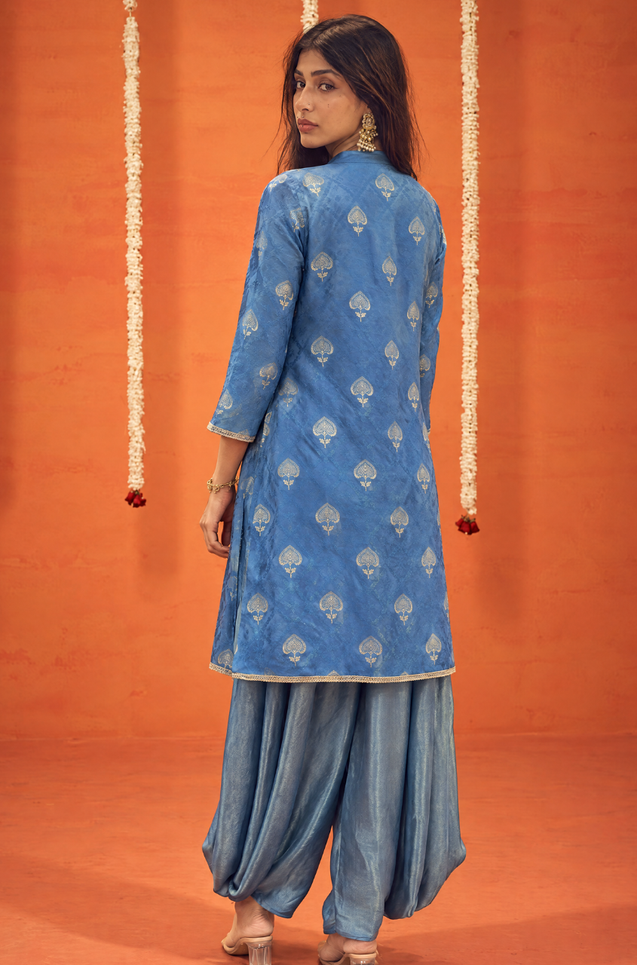 Festive  Dusty Royal blue  Jacket with Inner and Goro  Pant