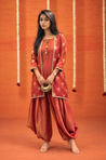 Festive Rust Red  Jacket with Inner and Goro  Pant