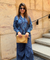 Rozana-Blue Printed Drape Pant Co-Ord Set (Pre-Order)
