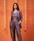 Festive Purple  Shimmer Jumpsuit With Blazer Jacket