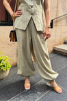 Rozana - Sage Stripe Waistcoat & Balloon Pant Co-Ord Set