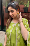 Festive  Lime Green  Jumpsuit With Cape jacket