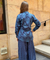 Rozana-Blue Printed Drape Pant Co-Ord Set (Pre-Order)