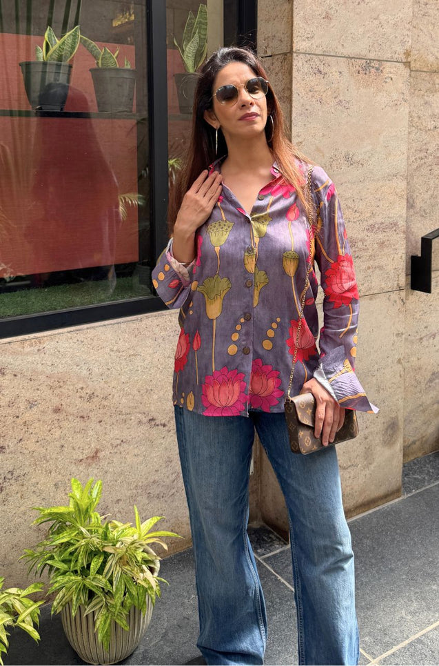 Desi Shirt-Purple Lotus Shirt