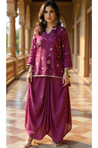 FITOOR-Plum Maroon Short Kurta with Turkey Skirt