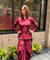 REZAAR- Maroon Drape Skirt Co-Ord Set with Shirt Top