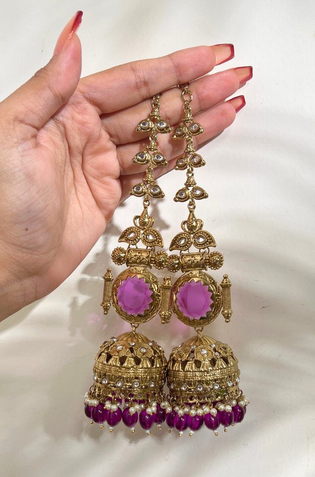 LAYLA Ethnic Purple Statement Earrings